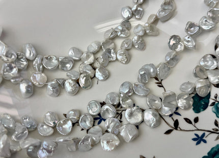 9-14 mm AA Natural White Keshi Freshwater Pearls Top Drilled Keshi Paddle High Luster Beads 15.5 Inch Strand #P3581