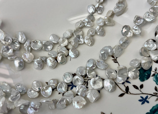 9-14 mm AA Natural White Keshi Freshwater Pearls Top Drilled Keshi Paddle High Luster Beads 15.5 Inch Strand #P3581