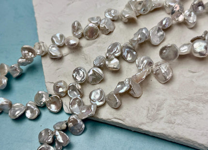 9-14 mm AA Natural White Keshi Freshwater Pearls Top Drilled Keshi Paddle High Luster Beads 15.5 Inch Strand #P3581