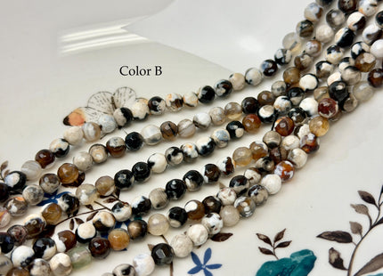 6 mm Faceted Round Multi White And Brown Color Agate Gemstone Beads Genuine Agate Gemstone Loose Beads 14 Inches Strand #2799