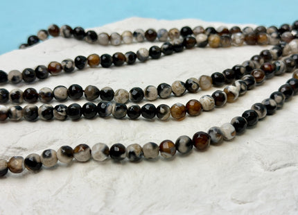 6 mm Faceted Round Multi White And Brown Color Agate Gemstone Beads Genuine Agate Gemstone Loose Beads 14 Inches Strand #2799