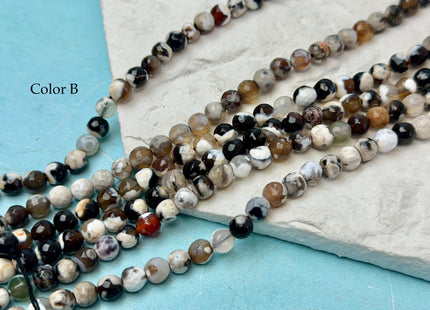6 mm Faceted Round Multi White And Brown Color Agate Gemstone Beads Genuine Agate Gemstone Loose Beads 14 Inches Strand #2799