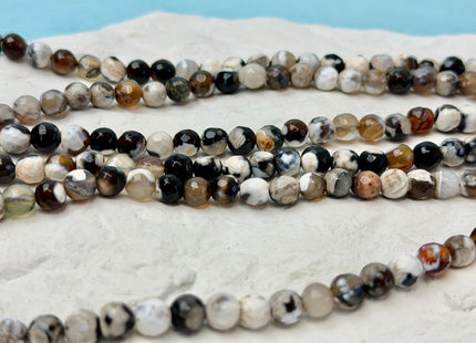6 mm Faceted Round Multi White And Brown Color Agate Gemstone Beads Genuine Agate Gemstone Loose Beads 14 Inches Strand #2799