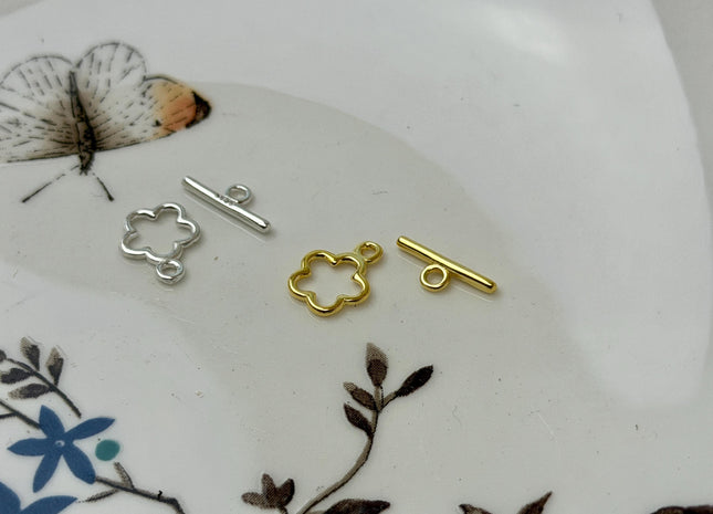 8x10 mm 925 Sterling Silver Toggle Clasp Genuine 925 Sterling Silver Toggle Findings Flower Shape Design DIY Jewelry #10134