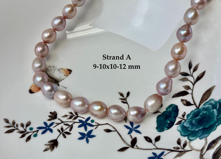 One-Of-A-Kind 9-10x10-18 mm AAA Natural Mauve Pink and White Rice Tear Drop High Luster Freshwater Pearl Beads #P3582