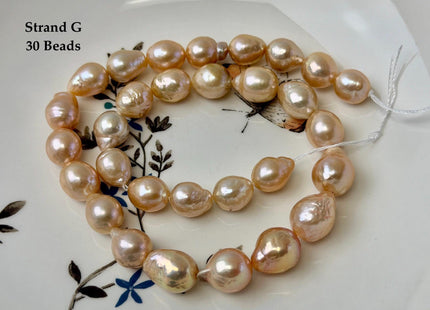 One-Of-A-Kind 9-10x10-18 mm AAA Very Rare Natural Mauve Peach Pink Freshwater Edison Baroque Pearls High Luster Edison Pearl Beads #P3583