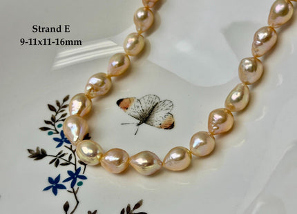One-Of-A-Kind 9-10x10-18 mm AAA Very Rare Natural Mauve Peach Pink Freshwater Edison Baroque Pearls High Luster Edison Pearl Beads #P3583