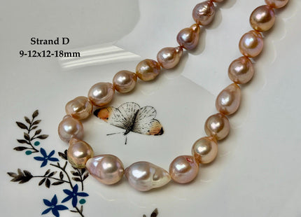 One-Of-A-Kind 9-10x10-18 mm AAA Very Rare Natural Mauve Peach Pink Freshwater Edison Baroque Pearls High Luster Edison Pearl Beads #P3583