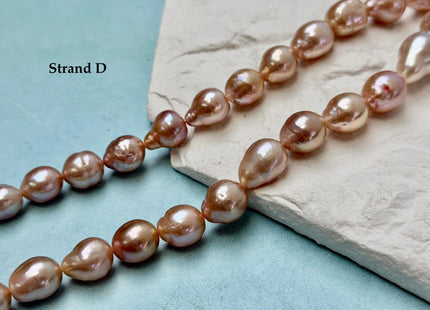 One-Of-A-Kind 9-10x10-18 mm AAA Very Rare Natural Mauve Peach Pink Freshwater Edison Baroque Pearls High Luster Edison Pearl Beads #P3583