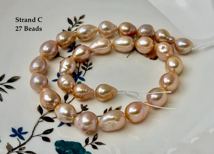 One-Of-A-Kind 9-10x10-18 mm AAA Very Rare Natural Mauve Peach Pink Freshwater Edison Baroque Pearls High Luster Edison Pearl Beads #P3583