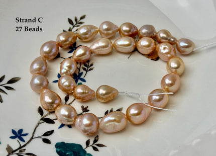 One-Of-A-Kind 9-10x10-18 mm AAA Very Rare Natural Mauve Peach Pink Freshwater Edison Baroque Pearls High Luster Edison Pearl Beads #P3583