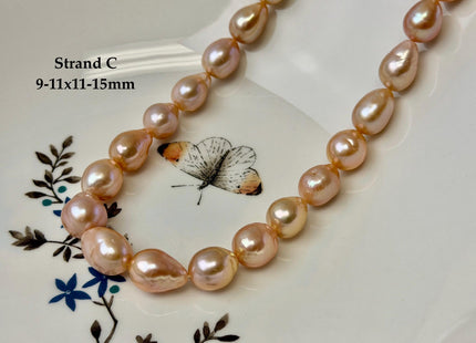 One-Of-A-Kind 9-10x10-18 mm AAA Very Rare Natural Mauve Peach Pink Freshwater Edison Baroque Pearls High Luster Edison Pearl Beads #P3583