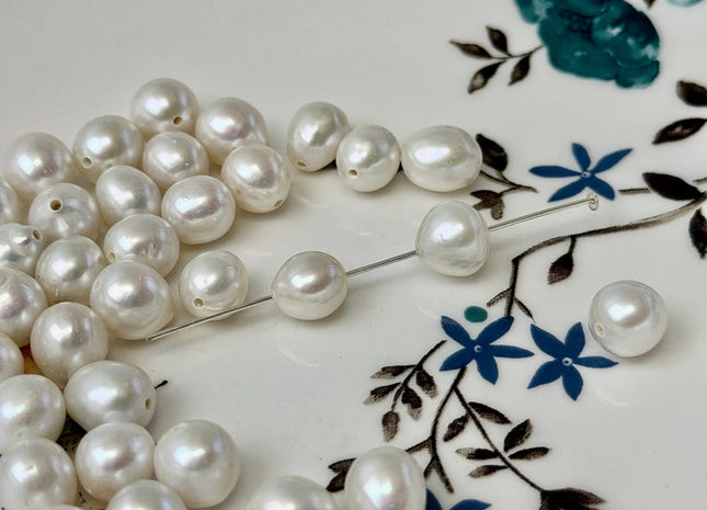 One Piece AAA 7-8x8-10 mm High Quality Luster Undrilled/Full Drilled Baroque Freshwater Pearl Genuine Natural White Edison Pearls #P3585