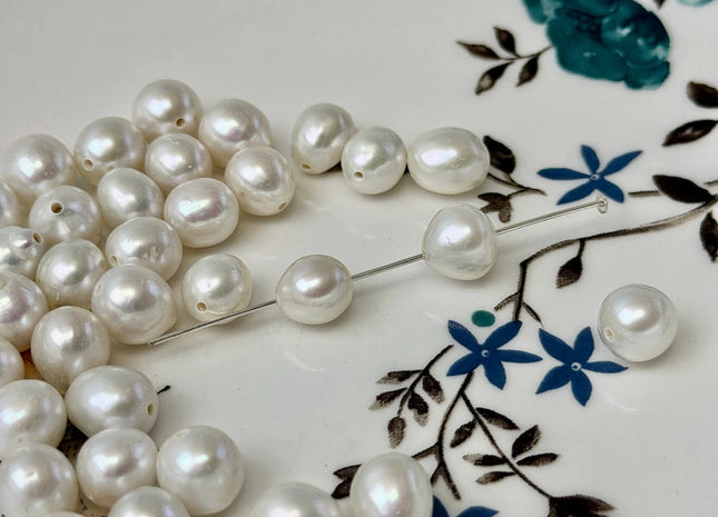 One Piece AAA 7-8x8-10 mm High Quality Luster Undrilled/Full Drilled Baroque Freshwater Pearl Genuine Natural White Edison Pearls #P3585