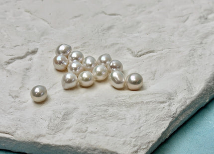 One Piece AAA 7-8x8-10 mm High Quality Luster Undrilled/Full Drilled Baroque Freshwater Pearl Genuine Natural White Edison Pearls #P3585