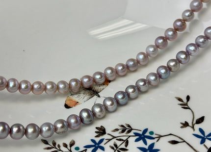 7-7.5 mm AA Natural Mauve Pink Off Round Freshwater Pearls High Luster Pearls 59 Beads #P3586