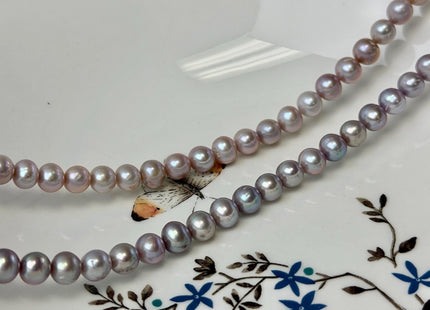 7-7.5 mm AA Natural Mauve Pink Off Round Freshwater Pearls High Luster Pearls 59 Beads #P3586