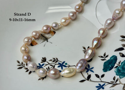 One-Of-A-Kind 9-11x10-16 mm AAA Very Rare Natural Mauve Peach Pink Freshwater Edison Baroque Pearls High Luster Edison Pearl Beads #P3588