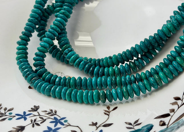 4x8.5mm Smooth Rondelle Disc Shape Turquoise Gemstone Beads Green Blue #4879