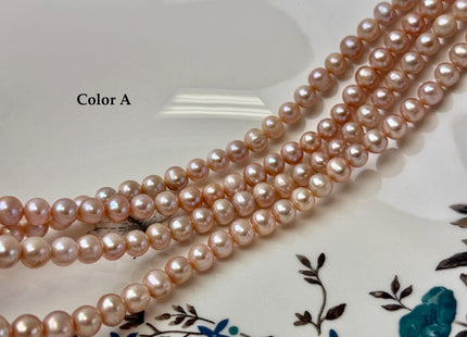 7-7.5 mm AA Natural Mauve Peach Pink Off Round Freshwater Pearls High Luster Pearls 59 Beads 15.5 Inch Strand #P3590