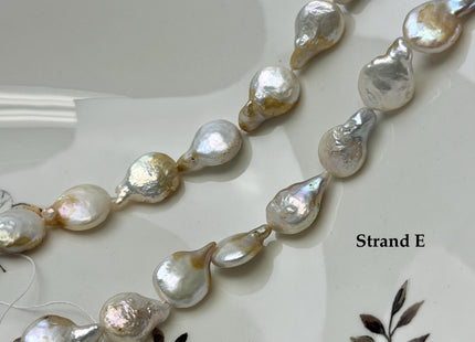 10-13 mm Natural White Champagne Seaweed Freshwater Pearls Round Tear Drop Coin Pearl Beads 15 Inch Strand #743