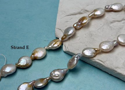 10-13 mm Natural White Champagne Seaweed Freshwater Pearls Round Tear Drop Coin Pearl Beads 15 Inch Strand #743