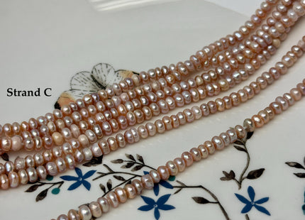 4-4.5 mm Natural Pink Mauve Round Button Pearl Genuine Freshwater Pearl Beads #P3594