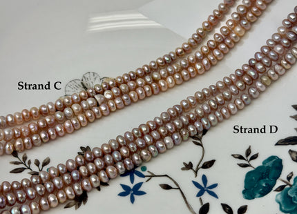 3x5 mm Natural Mauve Pink Round Button Pearl Genuine Freshwater Pearl Beads 14 Inches #P3595