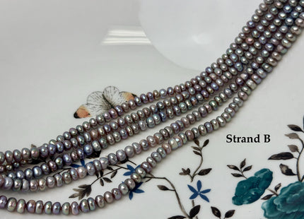3x5 mm Natural Mauve Pink Round Button Pearl Genuine Freshwater Pearl Beads 14 Inches #P3595