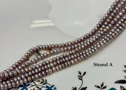3x5 mm Natural Mauve Pink Round Button Pearl Genuine Freshwater Pearl Beads 14 Inches #P3595