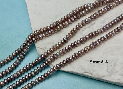 3x5 mm Natural Mauve Pink Round Button Pearl Genuine Freshwater Pearl Beads 14 Inches #P3595