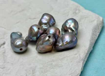 ONE Piece 16-18x20-25 mm AA Large Hole Jumbo Gray Baroque Pearl Beads Hole Size 1.5mm 1.8mm 2.2mm High Luster Baroque Pearls #P3593