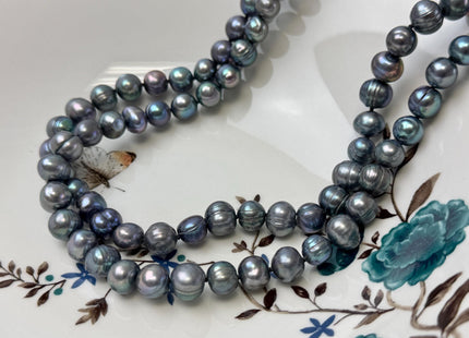 40 Inches Hand Knotted 9-10 mm Potato Peacock Color Freshwater Pearl Necklaces Long Pearl Necklace #1677