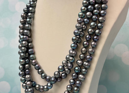 40 Inches Hand Knotted 9-10 mm Potato Peacock Color Freshwater Pearl Necklaces Long Pearl Necklace #1677
