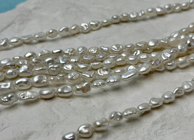 4.5-5x5-6 mm AA Natural White Keshi Rice Nugget Freshwater Pearl Genuine High Luster Keshi Pearl #P3598