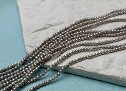 3 mm AAA Extra Shiny Natural White/Gray Round Freshwater Pearls Genuine Natural High Luster White Small Seed Bridal Pearls #P3599