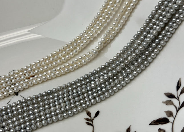 3 mm AAA Extra Shiny Natural White/Gray Round Freshwater Pearls Genuine Natural High Luster White Small Seed Bridal Pearls #P3599