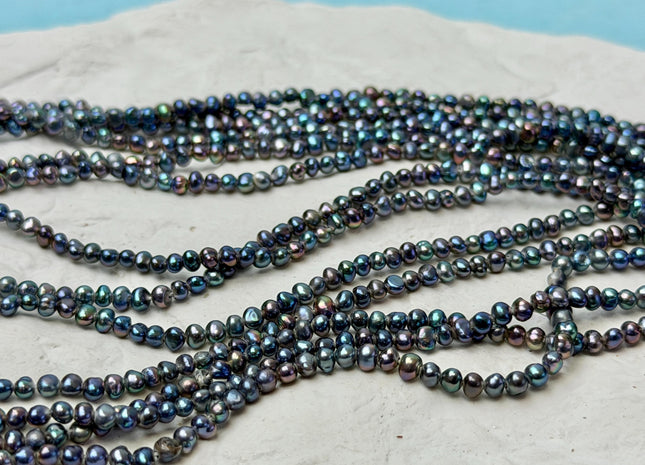 2mm Or 2.5-3mm Tiny Seed Pearl Beads Peacock Color Small Potato Pearl Genuine Freshwater Pearl 14 Inches #P3616