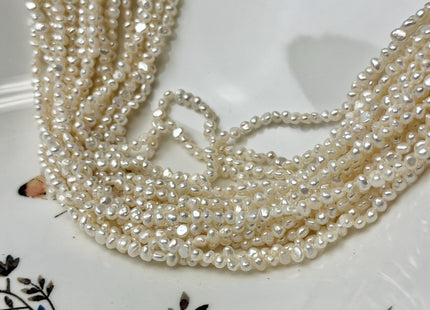 2.5x3-3.5 mm AA Natural White Potato Nugget Freshwater Seed Pearl Beads Genuine Tiny Seed Pearl Beads 14 Inches #P3617