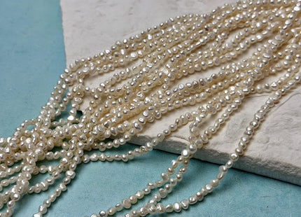 2.5x3-3.5 mm AA Natural White Potato Nugget Freshwater Seed Pearl Beads Genuine Tiny Seed Pearl Beads 14 Inches #P3617