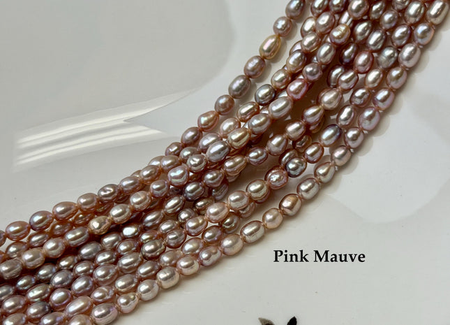 4x5-6 mm AA Natural Mauve Pink Rice/Oval Freshwater Pearl Beads Genuine High Luster Mauve Pink Pearl #P3618