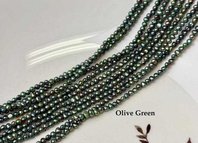 2-2.5 mm AA Olive Green/Rainbow Peacock Color Small Potato Freshwater Pearl Beads Genuine High Luster Seed Pearl #P3619