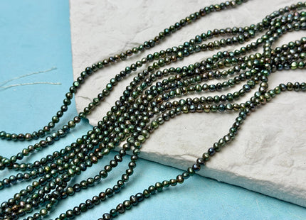 2-2.5 mm AA Olive Green/Rainbow Peacock Color Small Potato Freshwater Pearl Beads Genuine High Luster Seed Pearl #P3619