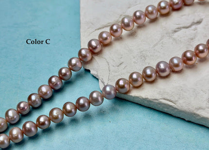7-7.5 mm AA Natural Mauve Pink Off Round Freshwater Pearls High Luster Pearls 58 Beads #P3601