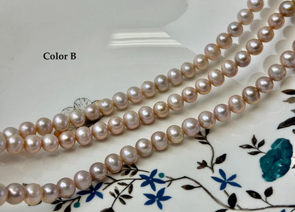 7-7.5 mm AA Natural Mauve Pink Off Round Freshwater Pearls High Luster Pearls 58 Beads #P3601