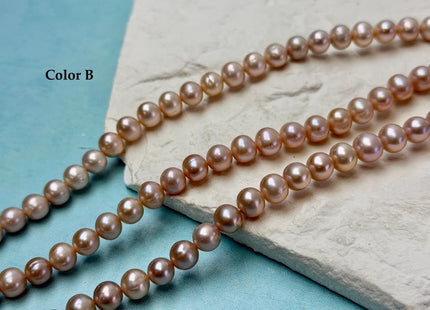 7-7.5 mm AA Natural Mauve Pink Off Round Freshwater Pearls High Luster Pearls 58 Beads #P3601