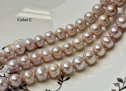 10-10.5 mm AA Half Strand Extra Shiny Natural Mauve Pink Off Round Freshwater Pearl Beads Large Hole Size 2.2 mm 20 Beads #P3603