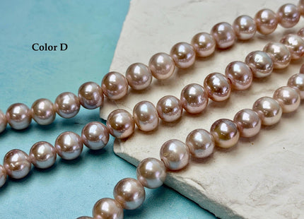 10-10.5 mm AA Half Strand Extra Shiny Natural Mauve Pink Off Round Freshwater Pearl Beads Large Hole Size 2.2 mm 20 Beads #P3603