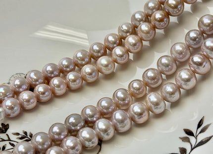 10-10.5 mm AA Half Strand Extra Shiny Natural Mauve Pink Off Round Freshwater Pearl Beads Large Hole Size 2.2 mm 20 Beads #P3603