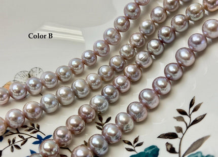 10-10.5 mm AA Half Strand Extra Shiny Natural Mauve Pink Off Round Freshwater Pearl Beads Large Hole Size 2.2 mm 20 Beads #P3603